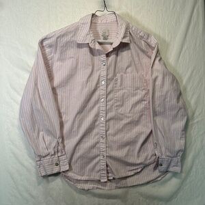 Women’s Size S Pink And White Striped Shirt Barbie Core Cottage Core Granny Core